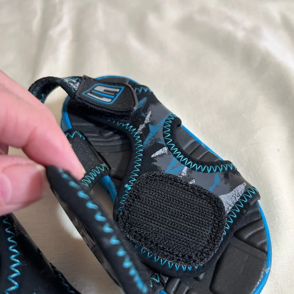 Skechers SKX Black and Blue Kids Sandals